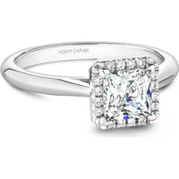Princess Cut Diamond Engagement Ring with Halo Setting and Tapered Band in White Gold by Noam Carver<em> - Choose Your Center Diamond: 1 to 5 Carats, Sustainable Lab-Grown or Natural Earth-Mined</em>