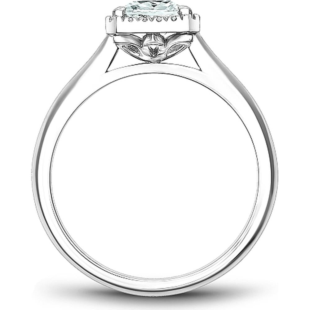 Princess Cut Diamond Engagement Ring with Halo Setting and Tapered Band in White Gold by Noam Carver<em> - Choose Your Center Diamond: 1 to 5 Carats, Sustainable Lab-Grown or Natural Earth-Mined</em>