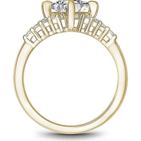 Princess Cut Diamond Engagement Ring with Round Brilliant Diamond Cluster in Yellow Gold by Noam Carver<em> - Choose Your Center Diamond: 1 to 5 Carats, Sustainable Lab-Grown or Natural Earth-Mined</em>