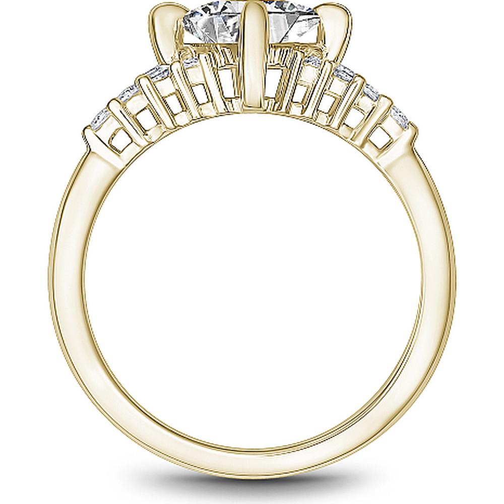 Princess Cut Diamond Engagement Ring with Round Brilliant Diamond Cluster in Yellow Gold by Noam Carver<em> - Choose Your Center Diamond: 1 to 5 Carats, Sustainable Lab-Grown or Natural Earth-Mined</em>