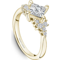 Princess Cut Diamond Engagement Ring with Round Brilliant Diamond Cluster in Yellow Gold by Noam Carver<em> - Choose Your Center Diamond: 1 to 5 Carats, Sustainable Lab-Grown or Natural Earth-Mined</em>