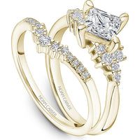 Princess Cut Diamond Engagement Ring with Round Brilliant Diamond Cluster in Yellow Gold by Noam Carver<em> - Choose Your Center Diamond: 1 to 5 Carats, Sustainable Lab-Grown or Natural Earth-Mined</em>