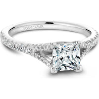 Princess Cut Diamond Engagement Ring with Split Pavé Band in White Gold by Noam Carver<em> - Choose Your Center Diamond: 1 to 5 Carats, Sustainable Lab-Grown or Natural Earth-Mined</em>