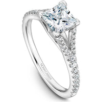 Princess Cut Diamond Engagement Ring with Split Pavé Band in White Gold by Noam Carver<em> - Choose Your Center Diamond: 1 to 5 Carats, Sustainable Lab-Grown or Natural Earth-Mined</em>