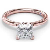 Princess-Cut Engagement Ring Setting with Hidden Pavé Halo by Fana - 0.06 Carat Total Diamond Weight