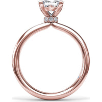 Princess-Cut Engagement Ring Setting with Hidden Pavé Halo by Fana - 0.06 Carat Total Diamond Weight