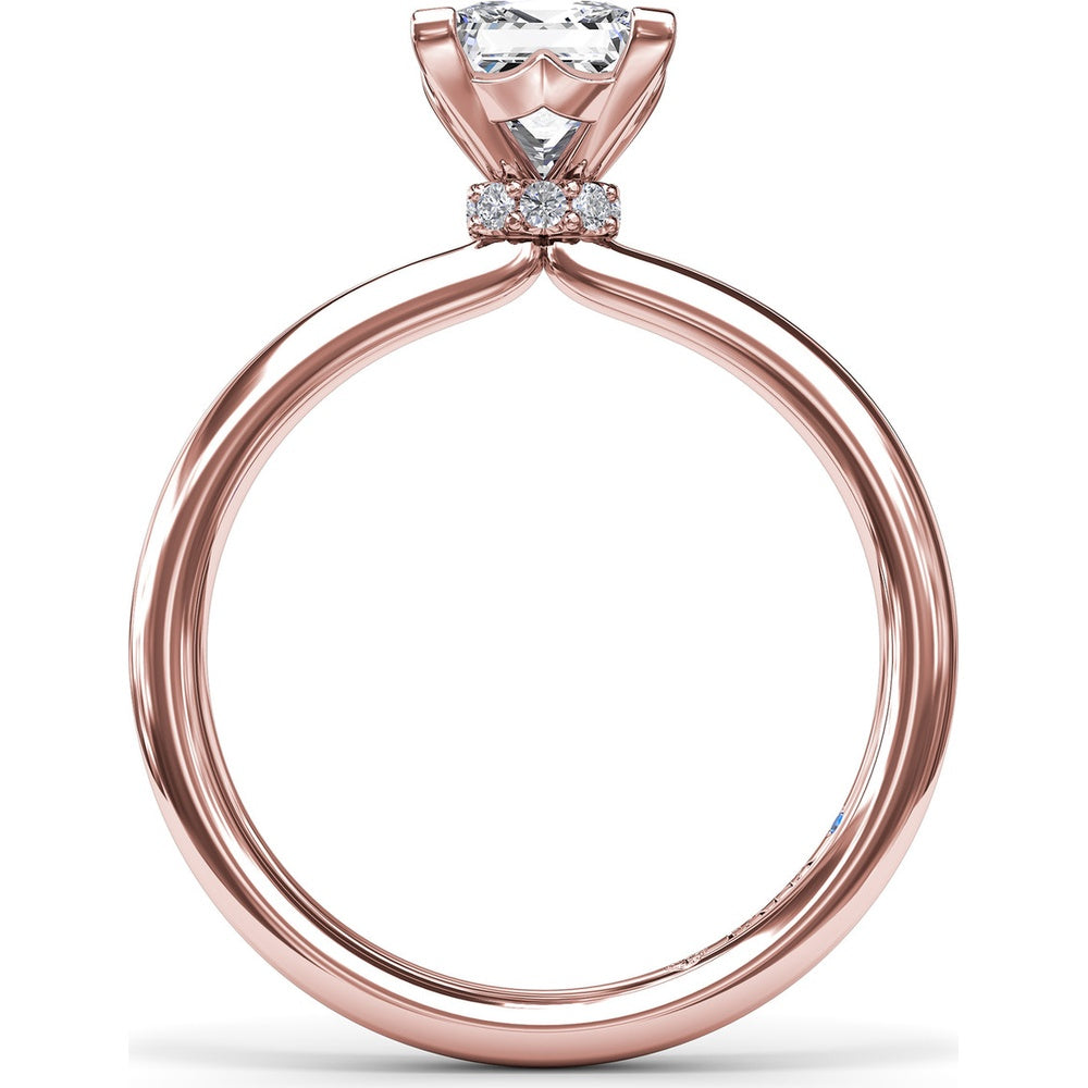 Princess-Cut Engagement Ring Setting with Hidden Pavé Halo by Fana - 0.06 Carat Total Diamond Weight
