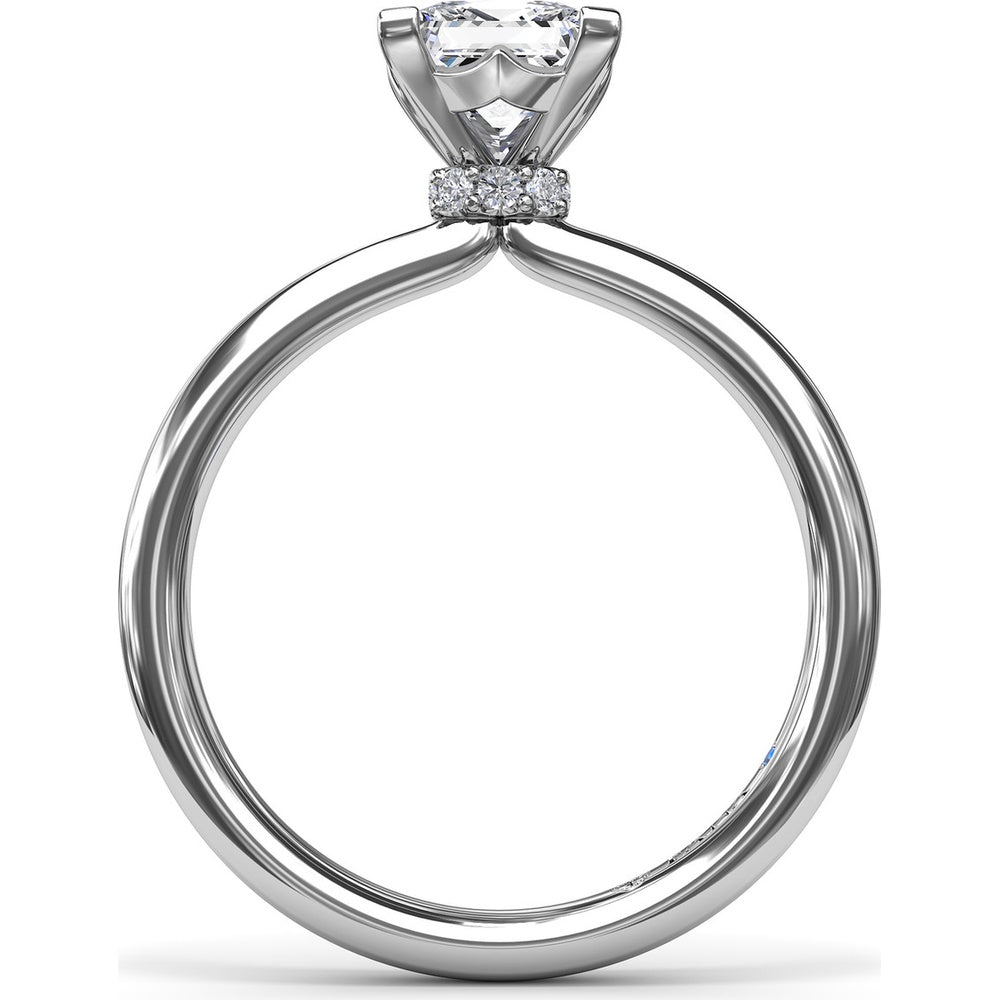 Princess-Cut Engagement Ring Setting with Hidden Pavé Halo by Fana - 0.06 Carat Total Diamond Weight
