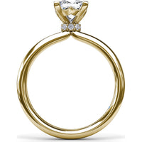 Princess-Cut Engagement Ring Setting with Hidden Pavé Halo by Fana - 0.06 Carat Total Diamond Weight