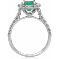Prong Set Emerald Halo Ring 18K