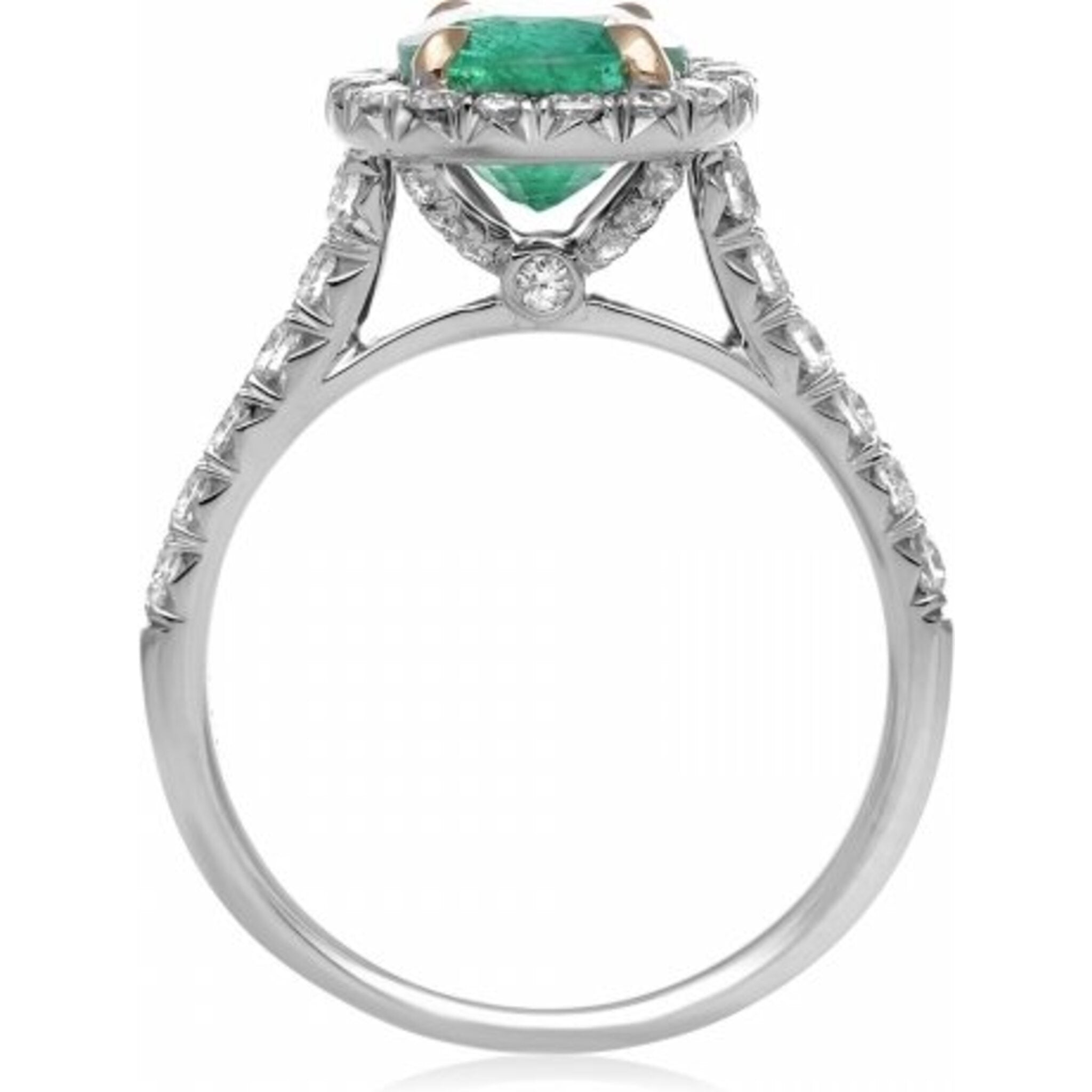 Prong Set Emerald Halo Ring 18K