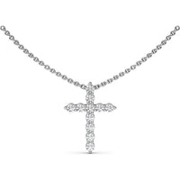 Prong Set Round Diamond Cross Pendant Necklace by Fana - 0.77 Carat Total Diamond Weight