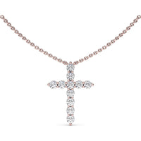 Prong-Set Round Diamond Cross Pendant Necklace by Fana - 1.15 Carat Total Diamond Weight