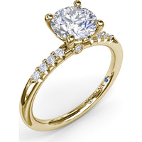Quarter Band Diamond Engagement Ring Setting with Pavé Round Diamonds by Fana - 0.12 Carat Total Diamond Weight