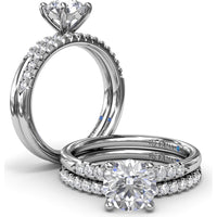 Quarter Band Diamond Engagement Ring Setting with Pavé Round Diamonds by Fana - 0.12 Carat Total Diamond Weight