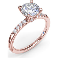 Quarter Band Diamond Engagement Ring Setting with Pavé Round Diamonds by Fana - 0.12 Carat Total Diamond Weight