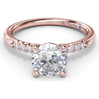 Quarter Band Diamond Engagement Ring Setting with Pavé Round Diamonds by Fana - 0.12 Carat Total Diamond Weight