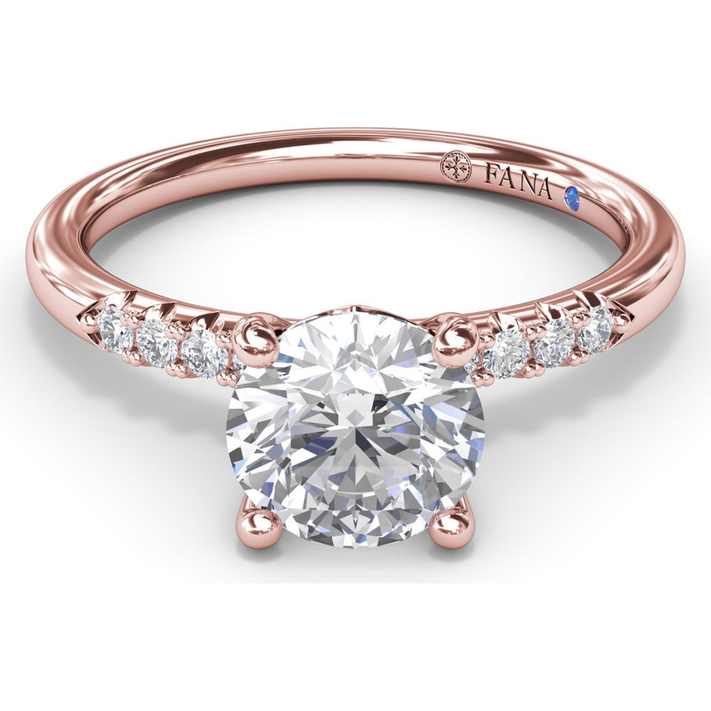 Quarter Band Diamond Engagement Ring Setting with Pavé Round Diamonds by Fana - 0.12 Carat Total Diamond Weight
