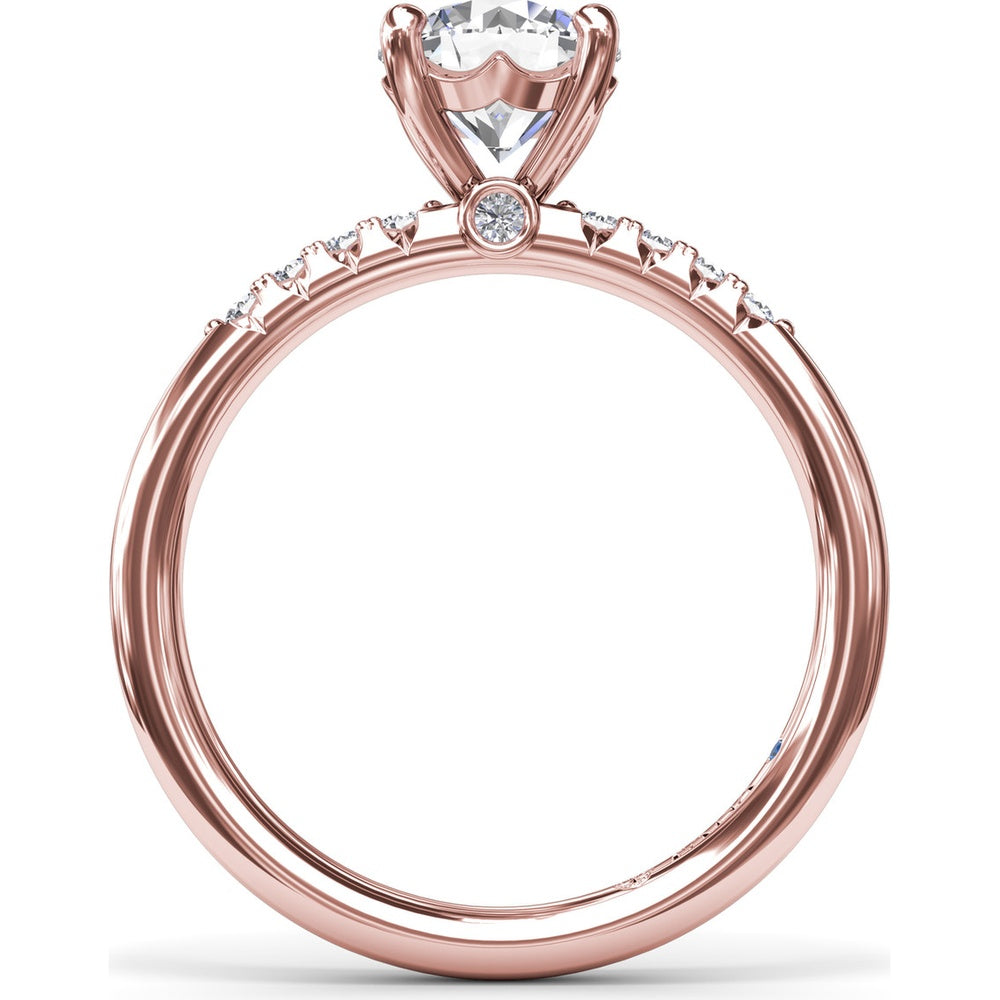 Quarter Band Diamond Engagement Ring Setting with Pavé Round Diamonds by Fana - 0.12 Carat Total Diamond Weight