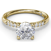 Quarter Band Diamond Engagement Ring Setting with Pavé Round Diamonds by Fana - 0.12 Carat Total Diamond Weight