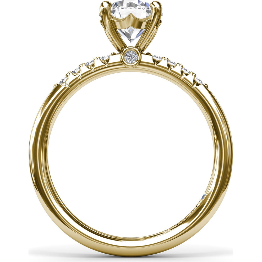 Quarter Band Diamond Engagement Ring Setting with Pavé Round Diamonds by Fana - 0.12 Carat Total Diamond Weight