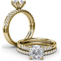 Quarter Band Diamond Engagement Ring Setting with Pavé Round Diamonds by Fana - 0.12 Carat Total Diamond Weight
