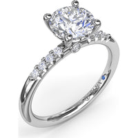 Quarter Band Diamond Engagement Ring Setting with Pavé Round Diamonds by Fana - 0.12 Carat Total Diamond Weight