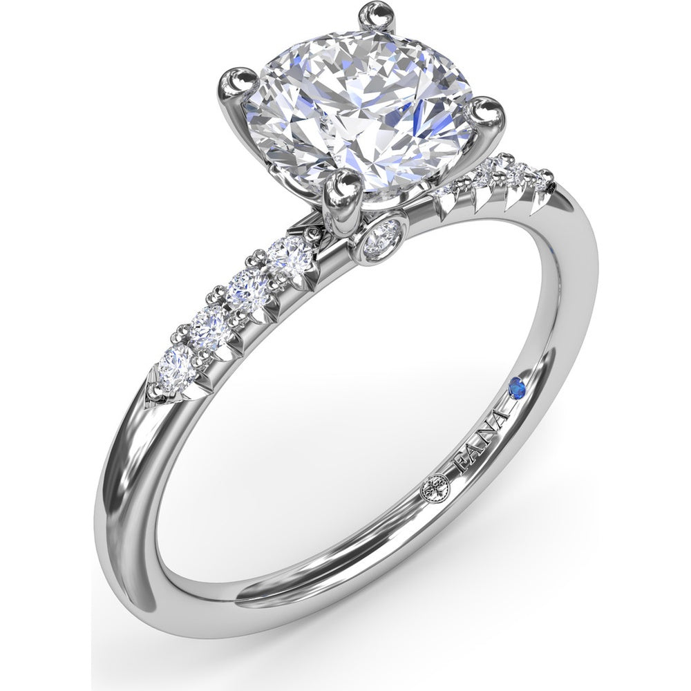 Quarter Band Diamond Engagement Ring Setting with Pavé Round Diamonds by Fana - 0.12 Carat Total Diamond Weight