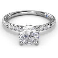 Quarter Band Diamond Engagement Ring Setting with Pavé Round Diamonds by Fana - 0.12 Carat Total Diamond Weight