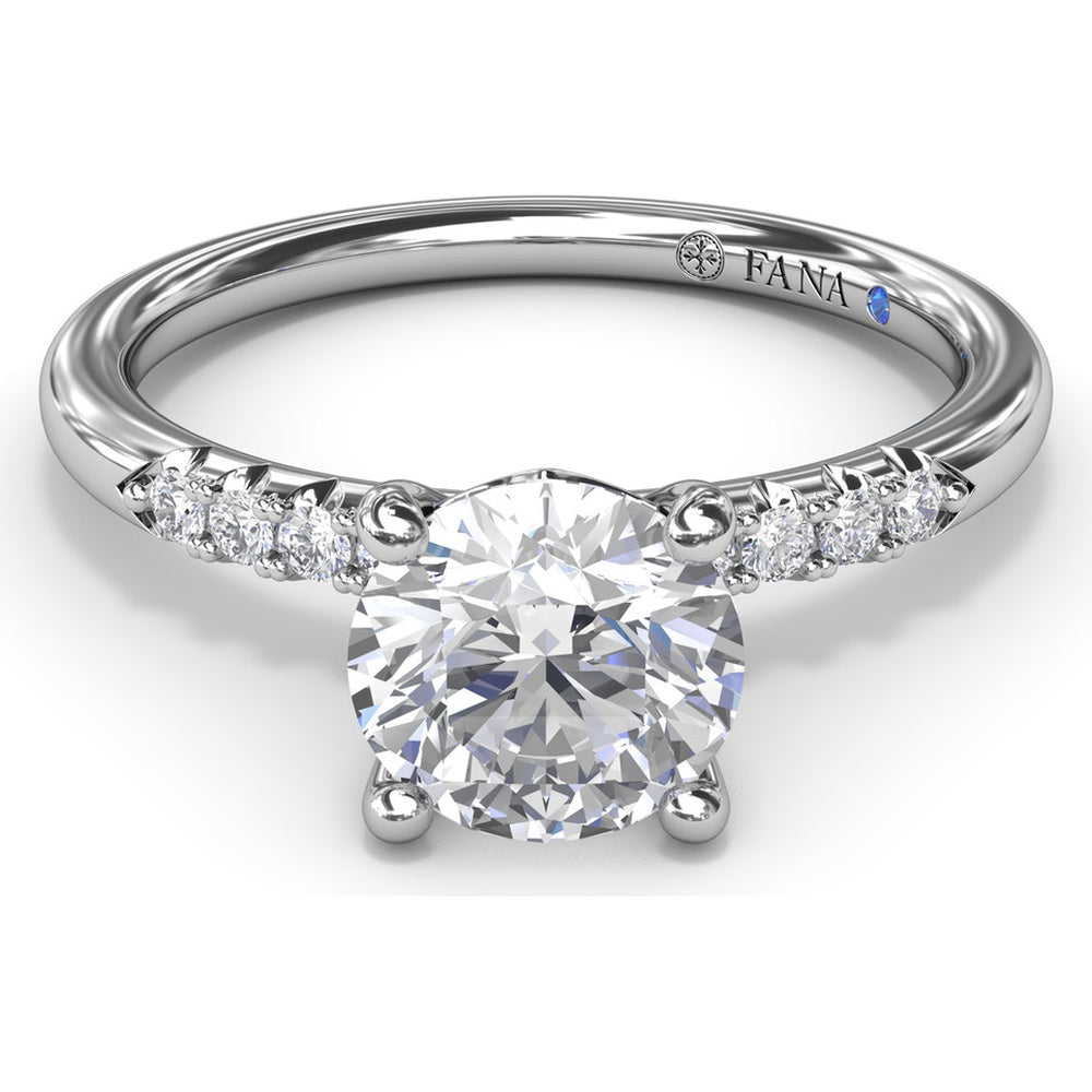 Quarter Band Diamond Engagement Ring Setting with Pavé Round Diamonds by Fana - 0.12 Carat Total Diamond Weight