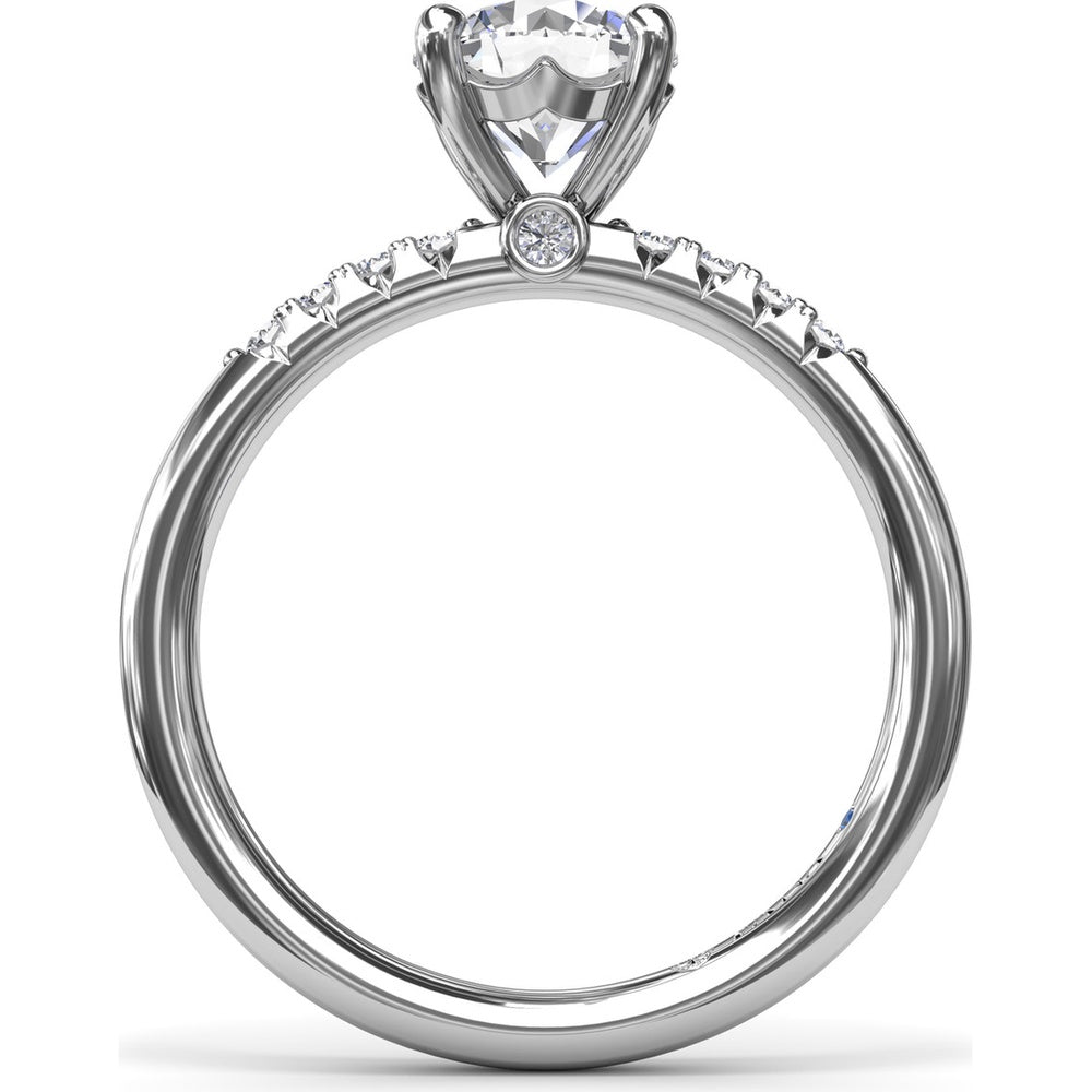 Quarter Band Diamond Engagement Ring Setting with Pavé Round Diamonds by Fana - 0.12 Carat Total Diamond Weight