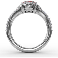 Quatrefoil Cluster Ring with Oval Rubies and Pavé Diamonds by Fana - 1.93 Carat Total Gemstone Weight