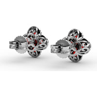 Quatrefoil Ruby and Diamond Cluster Stud Earrings by Fana - 1.47 Carat Total Gemstone Weight