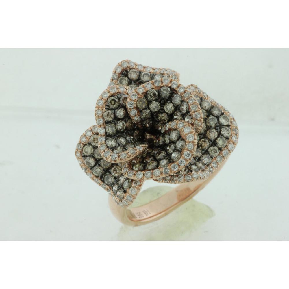 Radiant 14K Rose Gold Diamond & Mocha Diamond Ring - 2.22 Carat Total Diamond Weight