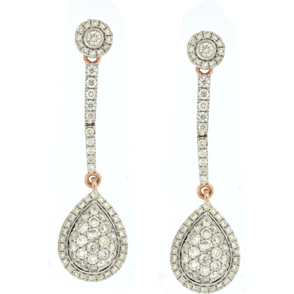 Radiant 14K Rose Gold Diamond Earrings - 1.05 Carat Total Diamond Weight