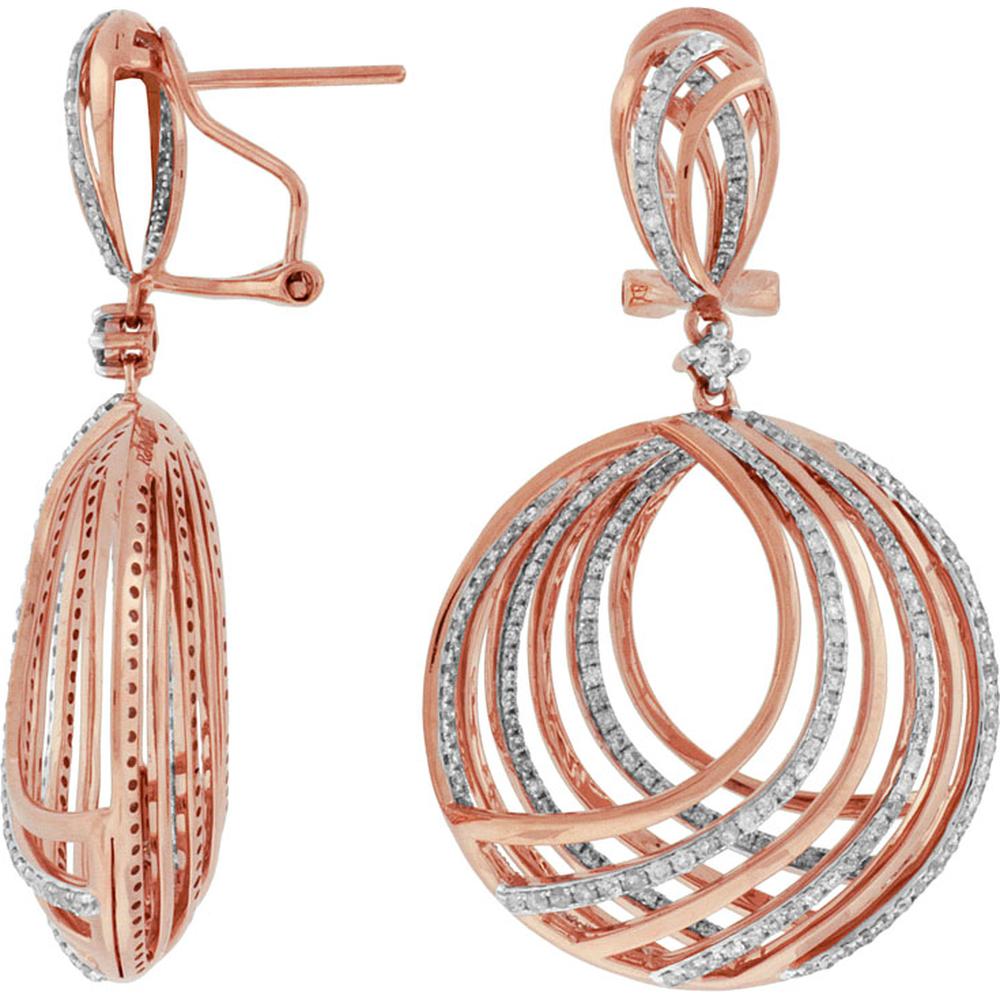 Radiant 14K Rose Gold Diamond Earrings - 1.55 Carat Total Diamond Weight