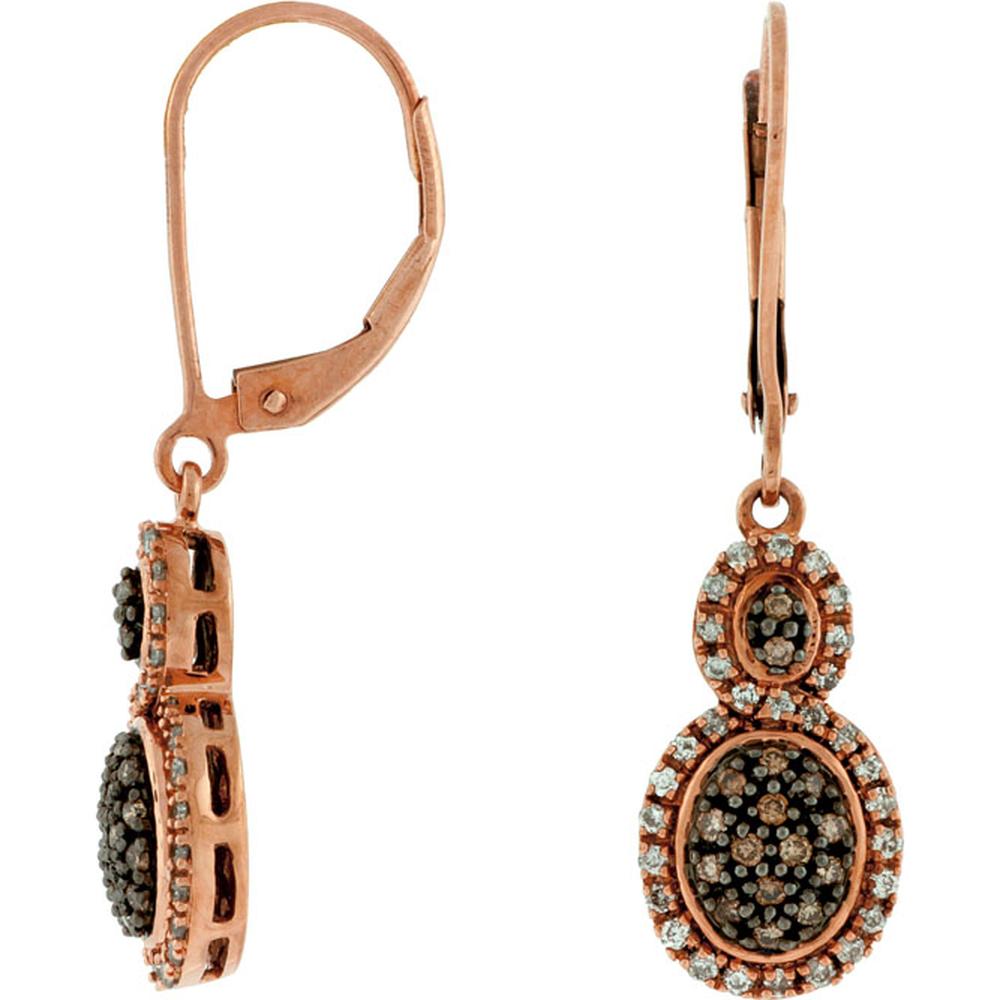 Radiant 14K Rose Gold Mocha Diamond & Diamond Earrings - Timeless Elegance