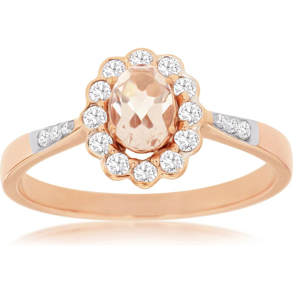 Radiant 14K Rose Gold Morganite and Diamond Ring