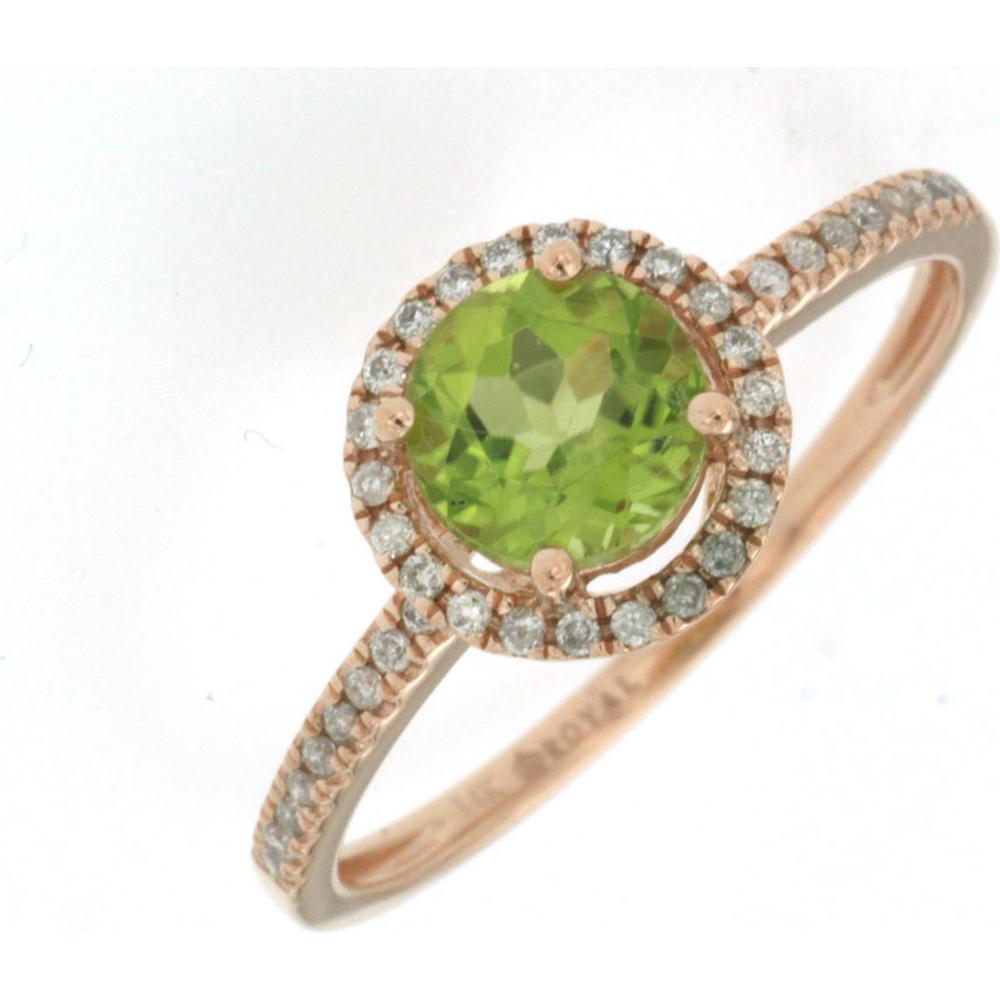 Radiant 14K Rose Gold Peridot and Diamond Ring - Nature's Elegance