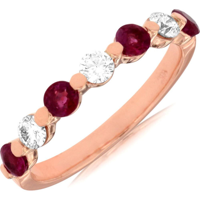 Radiant 14K Rose Gold Ruby & Diamond Ring - 0.60 Carat Ruby, 0.33 Carat Diamond Total