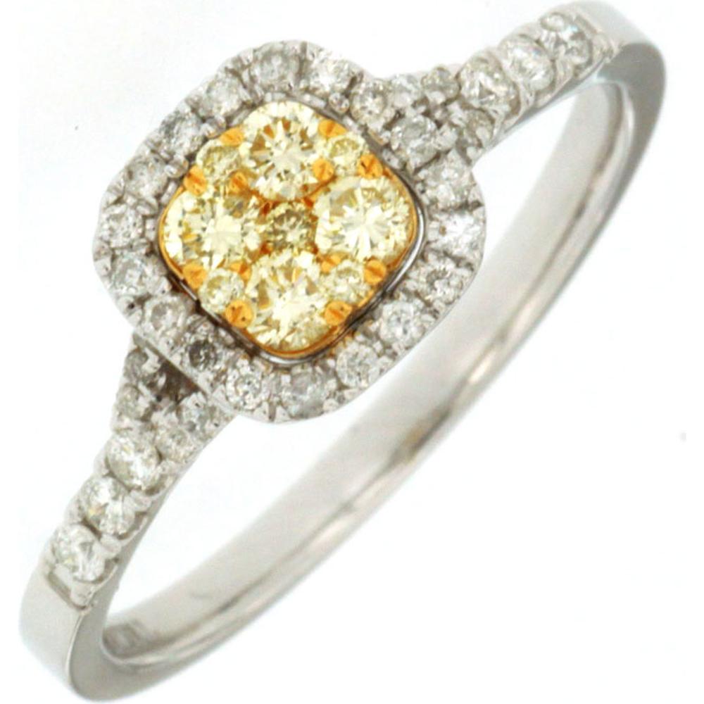 Radiant 14K White Gold 0.21 Carat Yellow Diamond & 0.22 Carat Diamond Ring