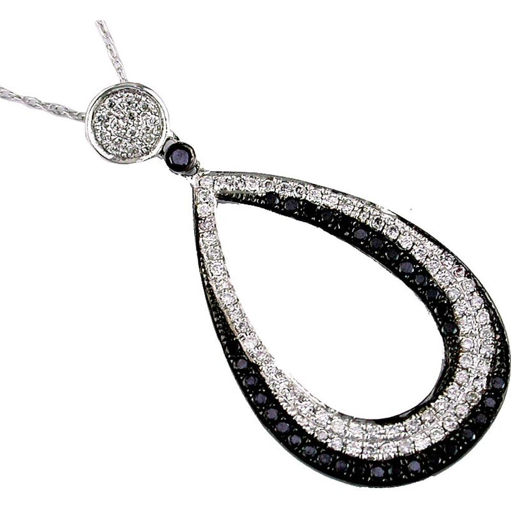 Radiant 14K White Gold Black & White Diamond Pendant