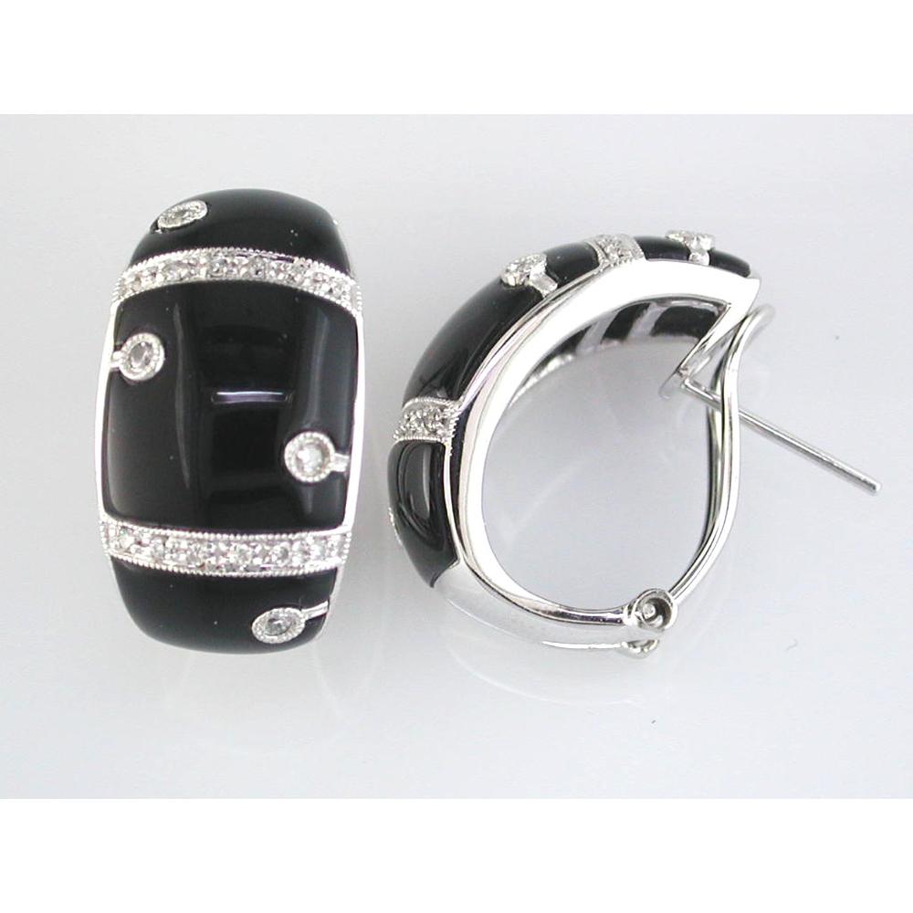 Radiant 14K White Gold Diamond & Enamel Statement Earrings