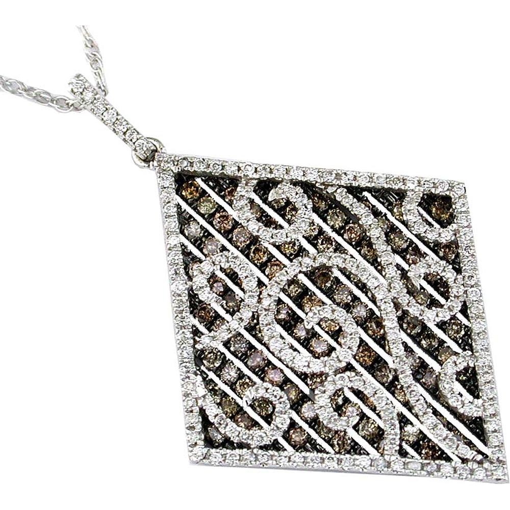 Radiant 14K White Gold Diamond & Mocha Diamond Pendant