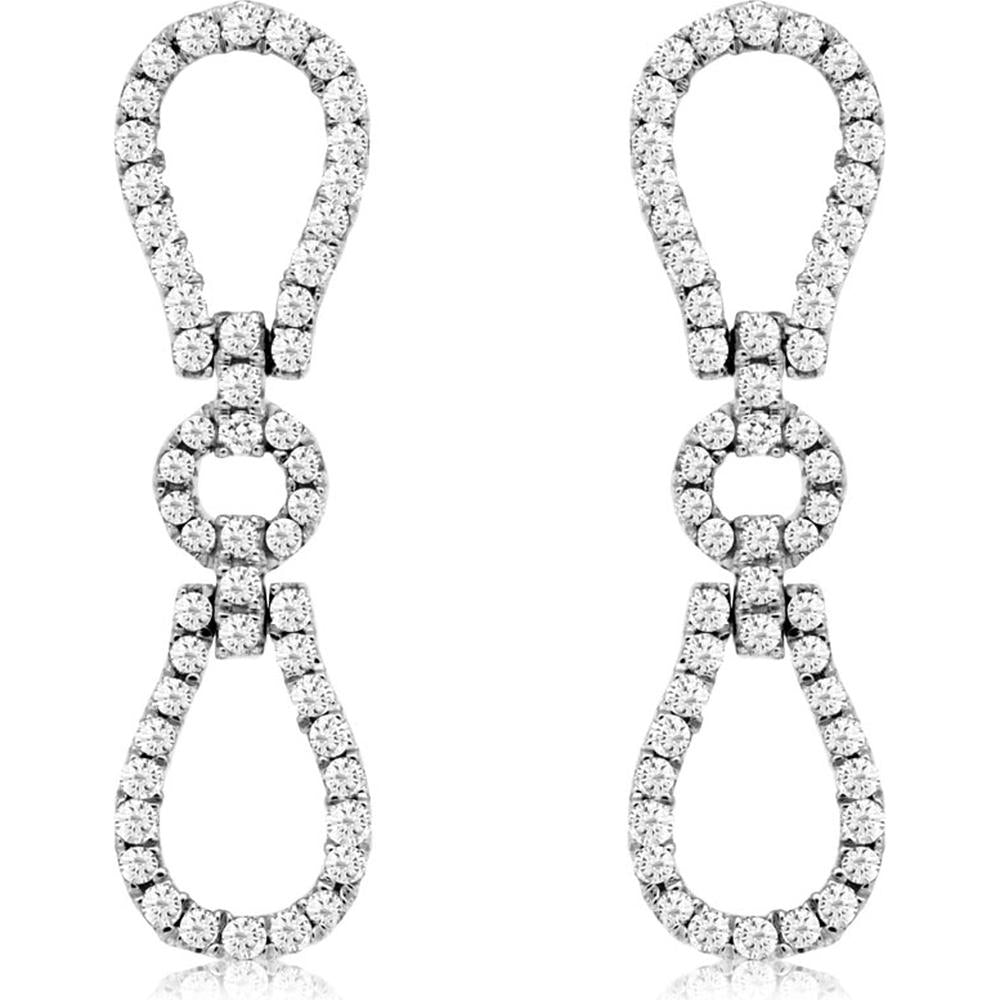 Radiant 14K White Gold Diamond Earrings - 0.42 Carat Total Weight