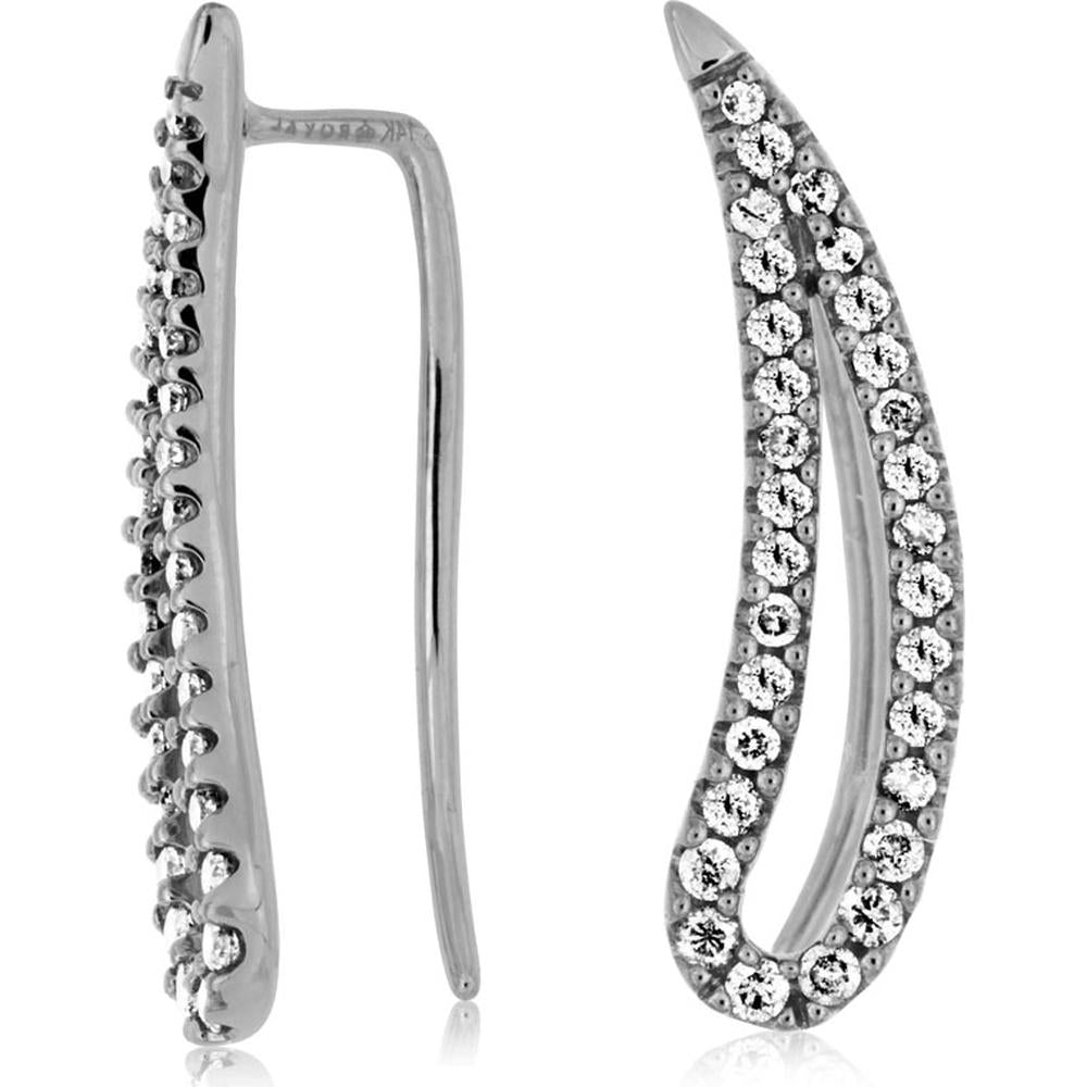 Radiant 14K White Gold Diamond Earrings - 0.50 Carat Total Weight