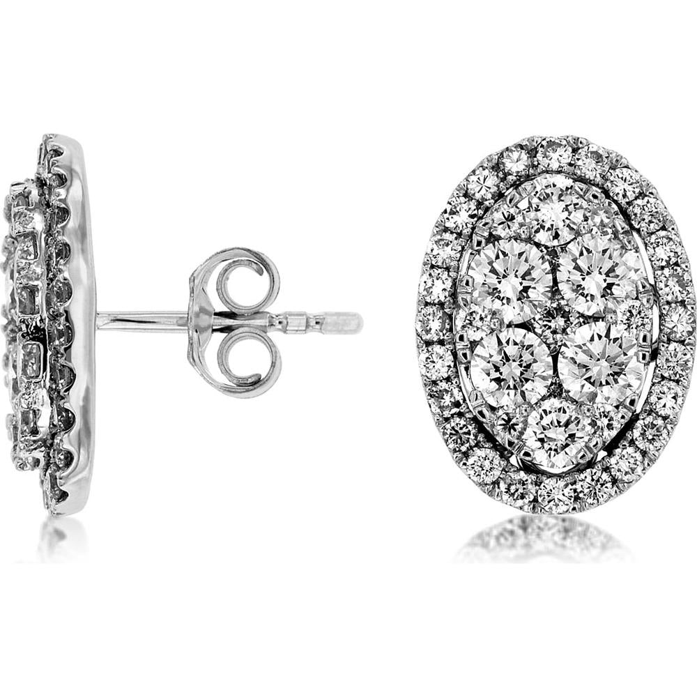 Radiant 14K White Gold Diamond Earrings - 2.00 Carat Total Weight