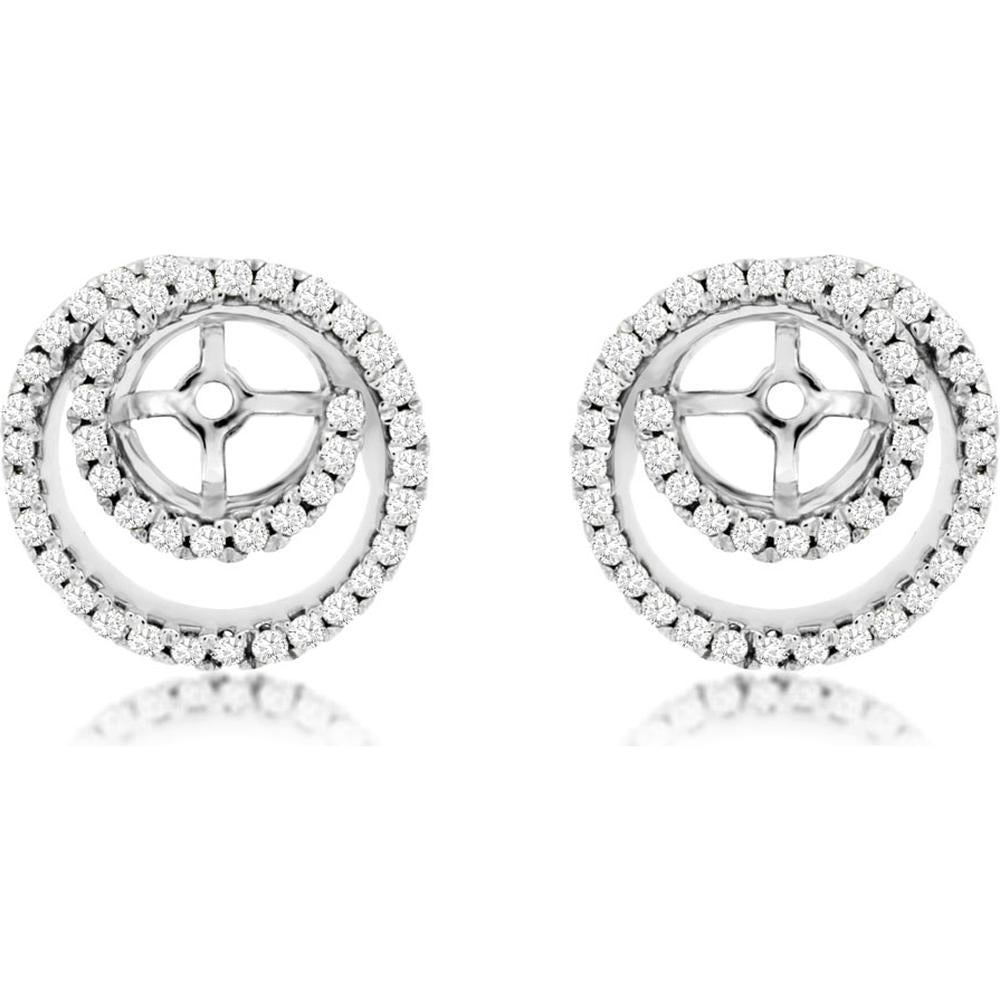 Radiant 14K White Gold Diamond Earrings Jackets - 0.35 Carat Total Diamond Weight