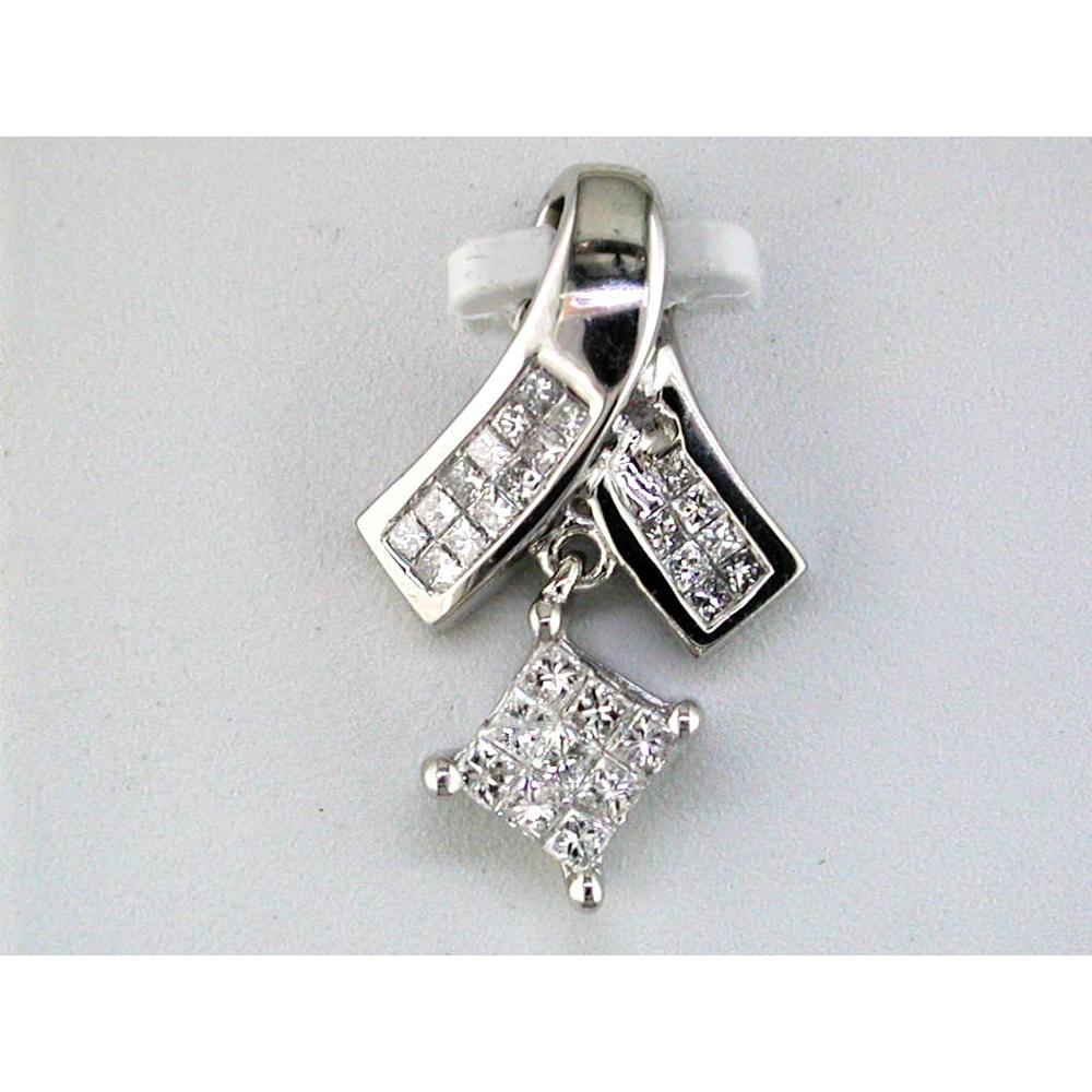 Radiant 14K White Gold Diamond Princess Pendant - 0.50 Carat Total Diamond Weight