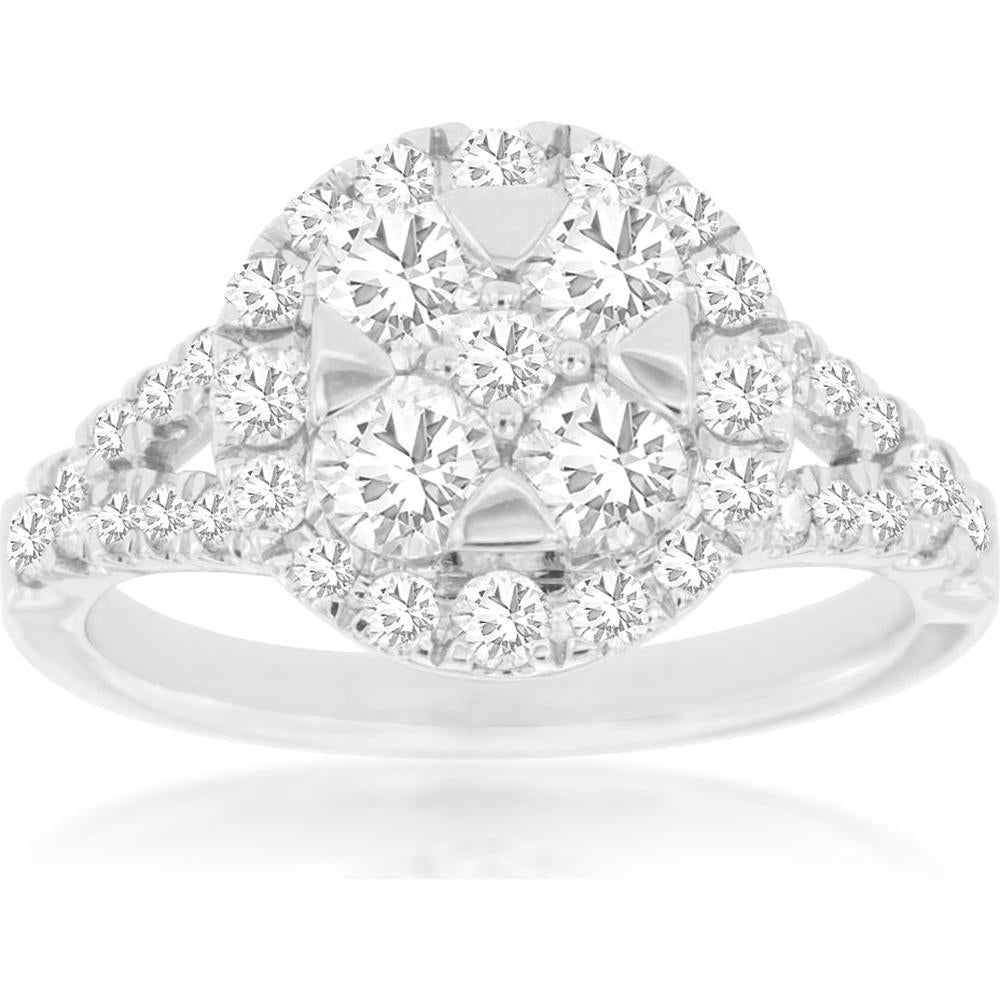 Radiant 14K White Gold Diamond Ring - 1.48 Carat Total Diamond Weight